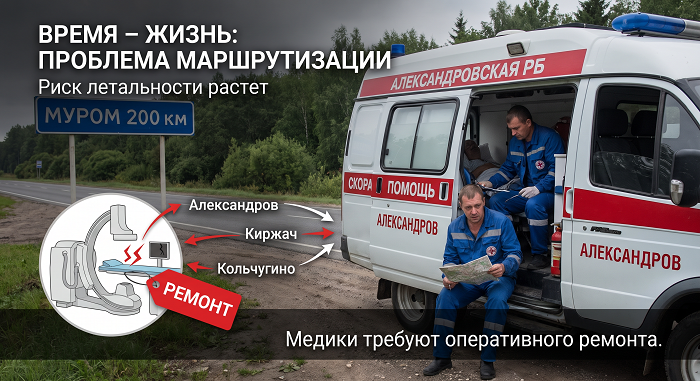 Пациентов с инфарктом из Александрова, Киржача и Кольчугино могут начать направлять в Муром Пациентов с инфарктом из Александрова, Киржача и Кольчугино могут начать направлять в Муром