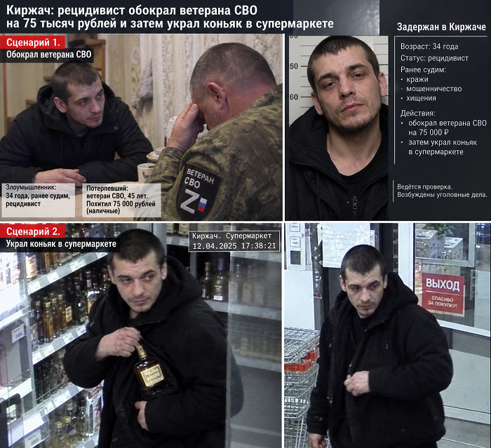 В Киржаче рецидивист цинично обокрал инвалида-ветерана В Киржаче рецидивист цинично обокрал инвалида-ветерана